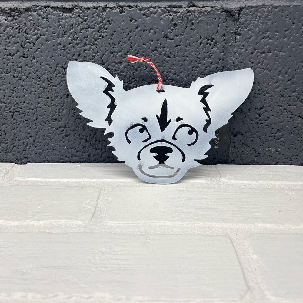 ART | Handmade Chihuahua Stencil Metal Art Ornament - Picture 2 of 2